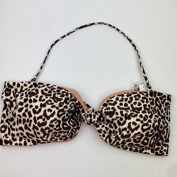 NWT J. Crew | Leopard Cream Brown Knot Bandeau Halter Top 3X Plus - Picture 1 of 9
